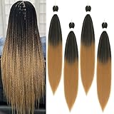 Sakkou 28inch Blonde Ombre Braiding Pre Stretched Hair Extensions 4pcs/pack 1b/27 Braiding Hair Hot Water Setting Styles(1B/27#)