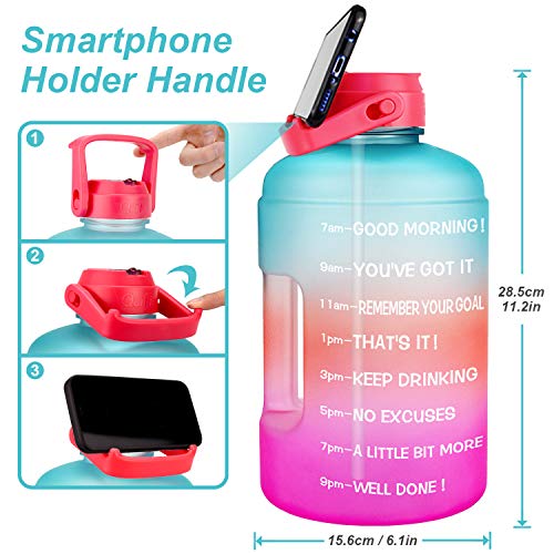 Image of QuiFit 1 Gallon Water Bottle - with Straw & Motivational Time Marker Leak-Proof BPA Free Reusable Gym Sports Outdoor Large(128OZ /73OZ) Capacity Water Jug