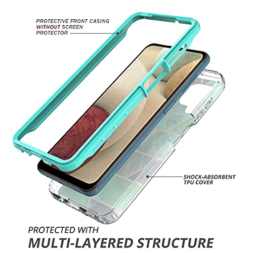 Jeylly Samsung A12 Case, Samsung Galaxy A12 Case With Screen Protector And Camera Protector, Ultra Thin Stylish Marble Heavy Duty Hybrid Hard Pc Soft Tpu Defender Bumper Rugged Phone Case, Jade Green #TOP2