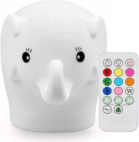 Miniatura 1 de Luz nocturna para niños con bonito diseño de elefante, lámpara de noche LED para habitación infantil con colores RGB intercambiables, luz nocturna