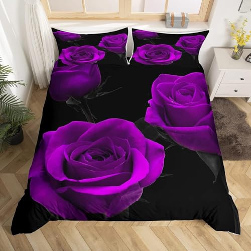 Funda Nordica Cama 90 Flores Moradas 3D