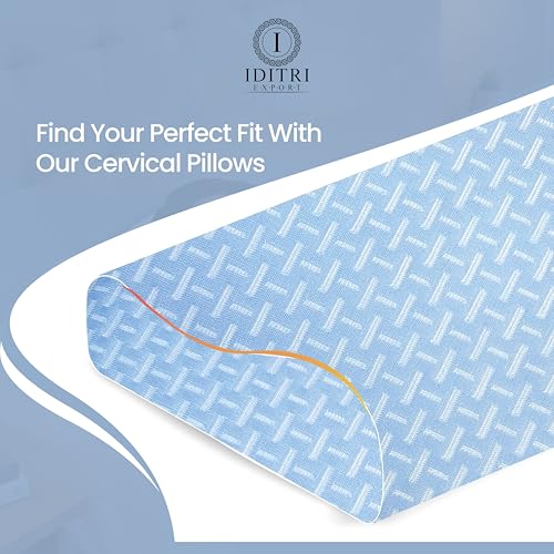 Image of Cervical Memory Foam Pillow Set of 2, Ergonomic Contour for Neck and Shoulder Pain Relief, Dual 9 cm and 12 cm Heights, Slow Rebound 50D Support, Breathable Sky Cover, 60 x 35 cm