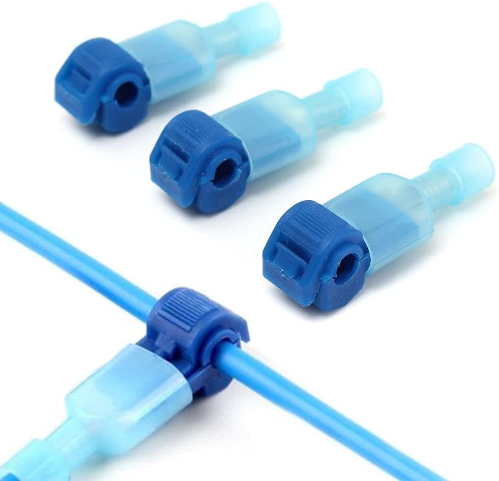 100 PCS (50 Set/Pair) Blue 15AMP. T Quick Splice Crimp Terminal Wire Convenient Connector Scotch Lock Quick Splice Electrical Car Audio AWG 18-14