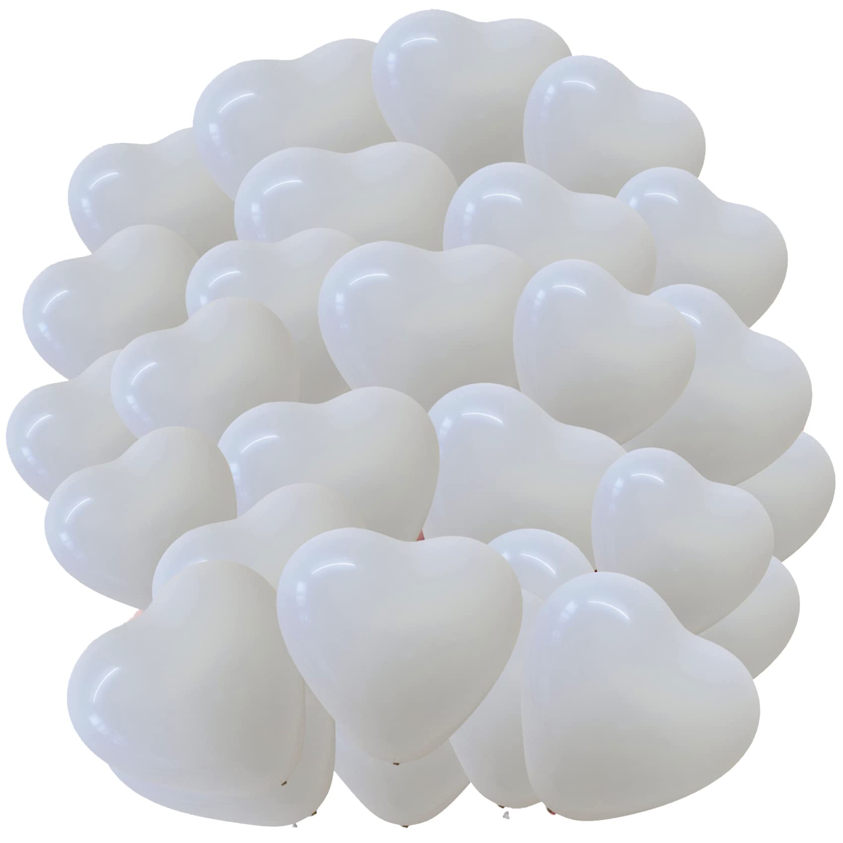 Latex Heart Balloons - 12" Romantic Love You Balloons Valentine's Decorations White Pack of 50