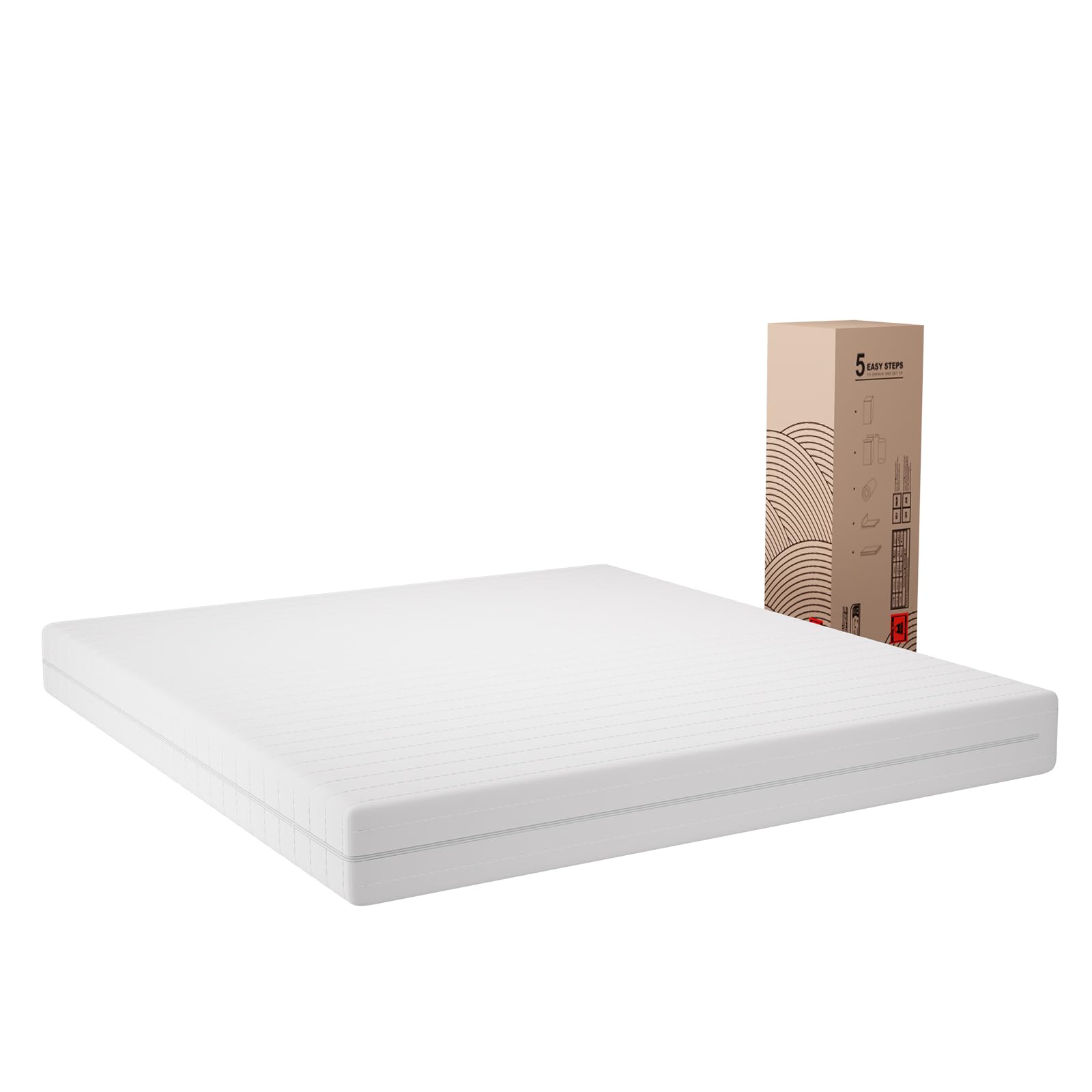 Novilla Matelas 90x200 cm, Hauteur de 16 cm, avec Housse Amovible, Matelas en Mousse à 7 Zones