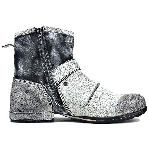 Image of OSSTONE Moto Boots for Men Fashion Zipper-up Leather Chukka Boots Casual Shoes OS-5008-1-ABNH