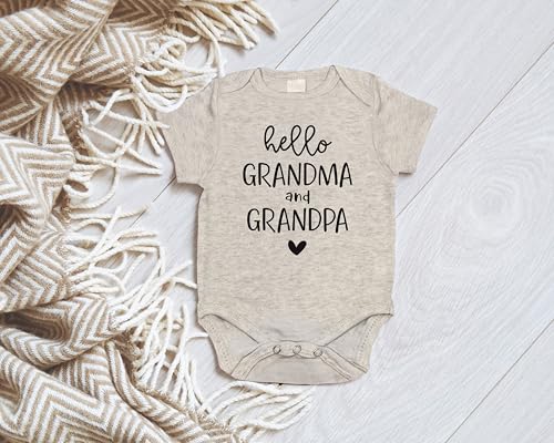 Hello Grandma & Grandpa Surprise Pregnancy Announcement Infant Bodysuit2