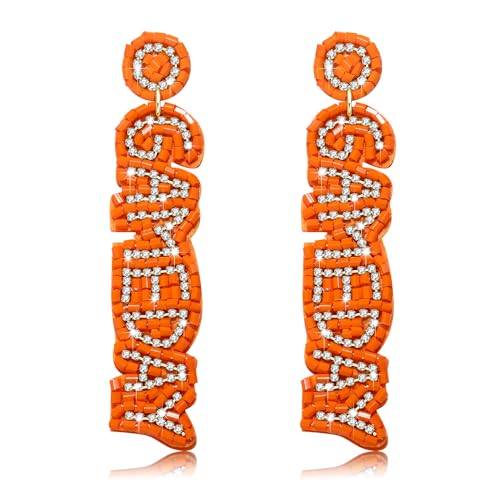Beaded Letter GAME DAY Drop Dangle Earrings for Women Sports Statement Earrings - Game Day Jewelry Gifts