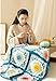 SWEEGICC Prosperity Peony Handmade Crochet Blanket – Elegant Peony Motif Throw for Home Décor and Special Occasions,Blue