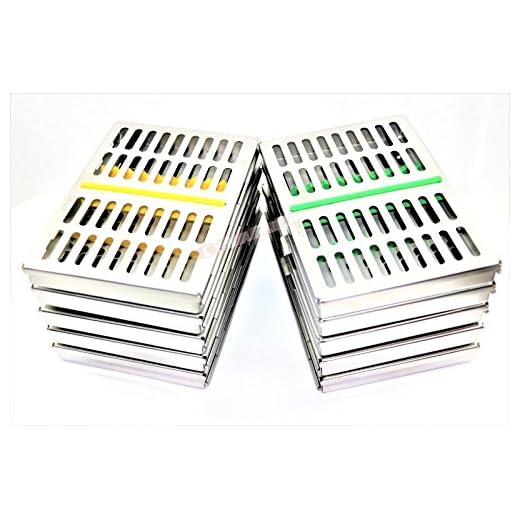 Set of 10 Premium German Dental Surgical Autoclave Sterilization Cassettes Rack Box for 10 Instruments Cynamed