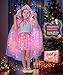 DOLNOW Princess Dress Up for Girls, Unicorn Light up Princess Cape Princess Dress Costume Crown Gift for Girl 3 4 5 6