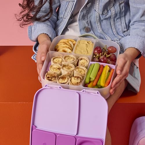 Image of b.box Lunch Box for Big Eaters All Ages - 8.5 Cup Leak Proof Bento Box with 4 Compartments, School Lunch Container with Ice Pack, Dishwasher Safe, BPA-Free, PFAS-Free - Sugar Plum