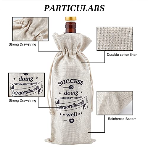 Creatcabin Cotton Wine Gift Bag Success Is Doing Ordinary Things Extraordinarily Well Bag With Drawstring For Friends Client Teacher Housewarming Wedding Party Anniversary Christmas 5.91 X 13.39 Inch #TOP3