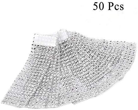 Pack of 50/100 Silver/Gold Rhinestone Napkin Holders, 8 Rows of Rhinestones, Ribbon - Image 3