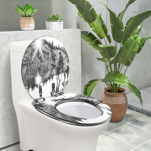 Asiento de váter retro salvaje oeste para baños rústicos y casas de campo 3