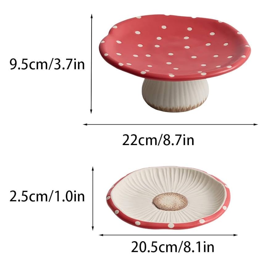 キノコ型 赤と白のドット ケーキスタンド2個 キノコ型 赤と白のドット ケーキスタンド2個 キノコ型 赤と白