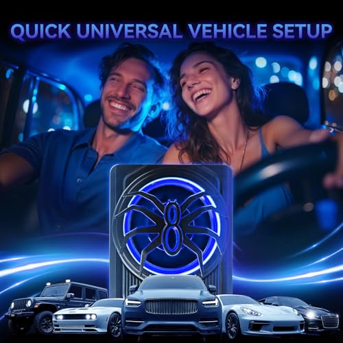 Image of Andeman 1000W Smart Car Subwoofer with Wireless Remote Control - 10 inch Slim Under Seat Powered Bass, Blue LED Sync Light, Built-in Amp & Hi /Lo Input for Car /Truck /SUV /Jeep /MPV