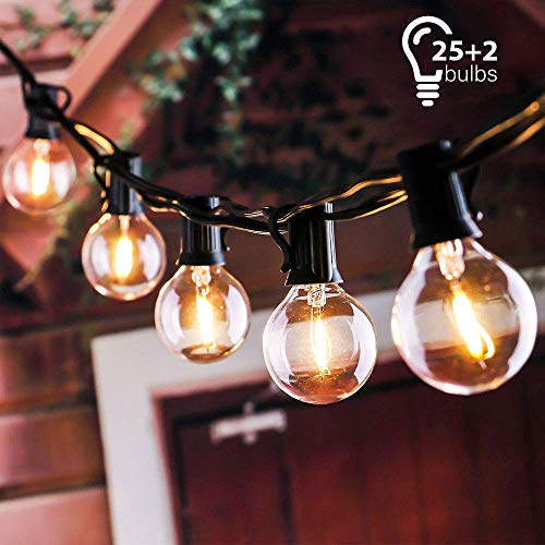 Preisvergleich Produktbild Schnur Lichterkette, Tronisky Lichterkette Außen 25Ft G40 Globus String Lichter Warmweiß Glühbirne Wasserdicht Innen und Außen Deko Lichterketten für Weihnachten, Terrasse, Café, Garten, Party
