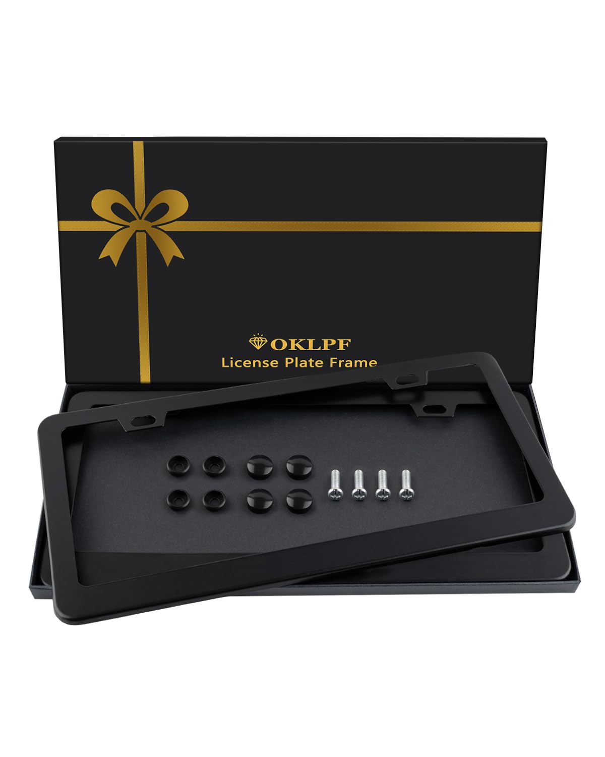 Photo 1 of 2 Pack Black License Plate Frame, Black Aluminum License Plate Cover, Matte License Plate Front and Rear 2 Packs. (2 Holes), Come with Screw Cap, Screw,Washer