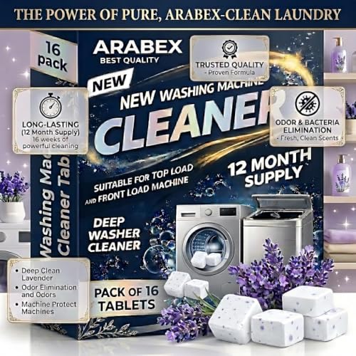 Image of Washing Machine Cleaner Tablets (16Tablets) | Drum & Pipe Deep Cleaner | Lavender Scent | Removes Odour, Limescale & Residue | For Front Load & Top Load Fully Automatic Washing Machines (Lavender)