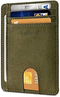 Slim Minimalist Leather Wallets for Men & Women - At Sahara Desert Green