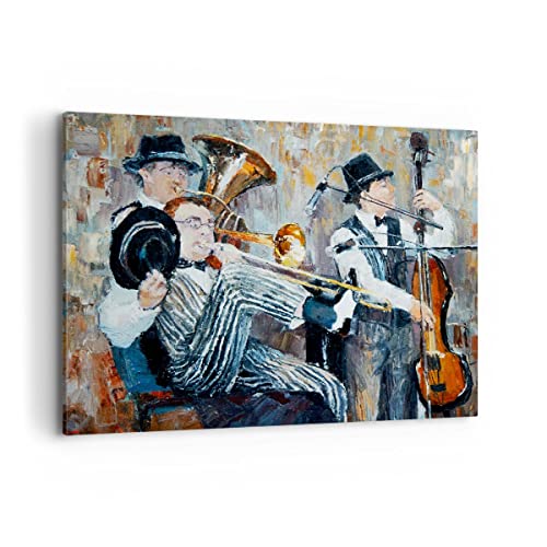 Moderne Impression sur Toile 100x70cm Image Tableau Decoration Murale jazz musique musicien Grand Tableaux Decoratifs Muraux Chambre Horizontal Deco Cadre...