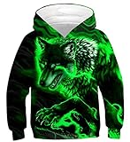 IDGREATIM Teens Boys Hoodie 3D bedrucktes Langarm-Sweatshirt Crewneck Teenager mit Kapuze Pullover XL