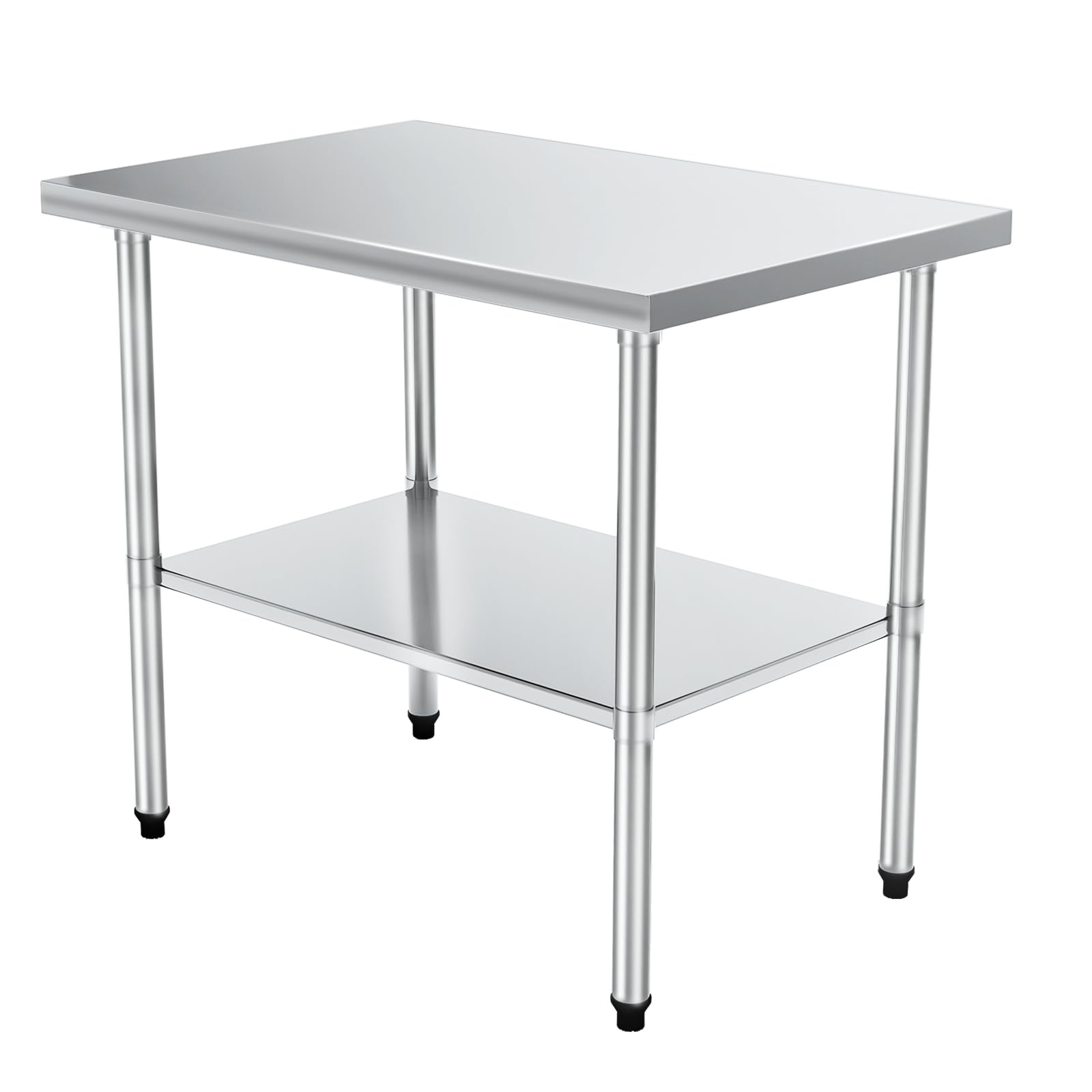TAIMIKO Mesa de trabajo de acero inoxidable, mesa de preparación de alimentos comercial resistente con estante inferior ajustable, carga hasta 300 kg, trabajo comercial, playa, restaurante, cocina