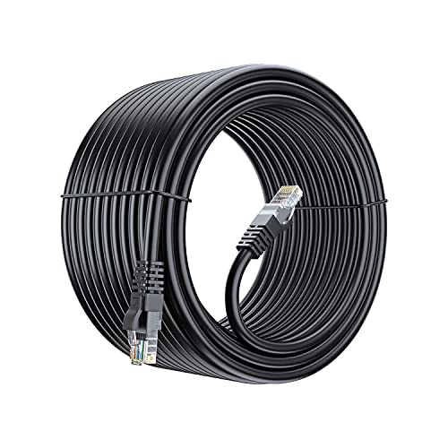 Vsnetwork LAN Kabel 50m CAT 6 Netzwerkkabel geschirmtes UTP CAT6 Ethernet Kabel Patchkabel RJ45 50 Meter, UTP CAT6 CCA RJ45 Patch Cord Ethernet Kabel Gigabit 1000 Mbps 550 MHz Schwarz