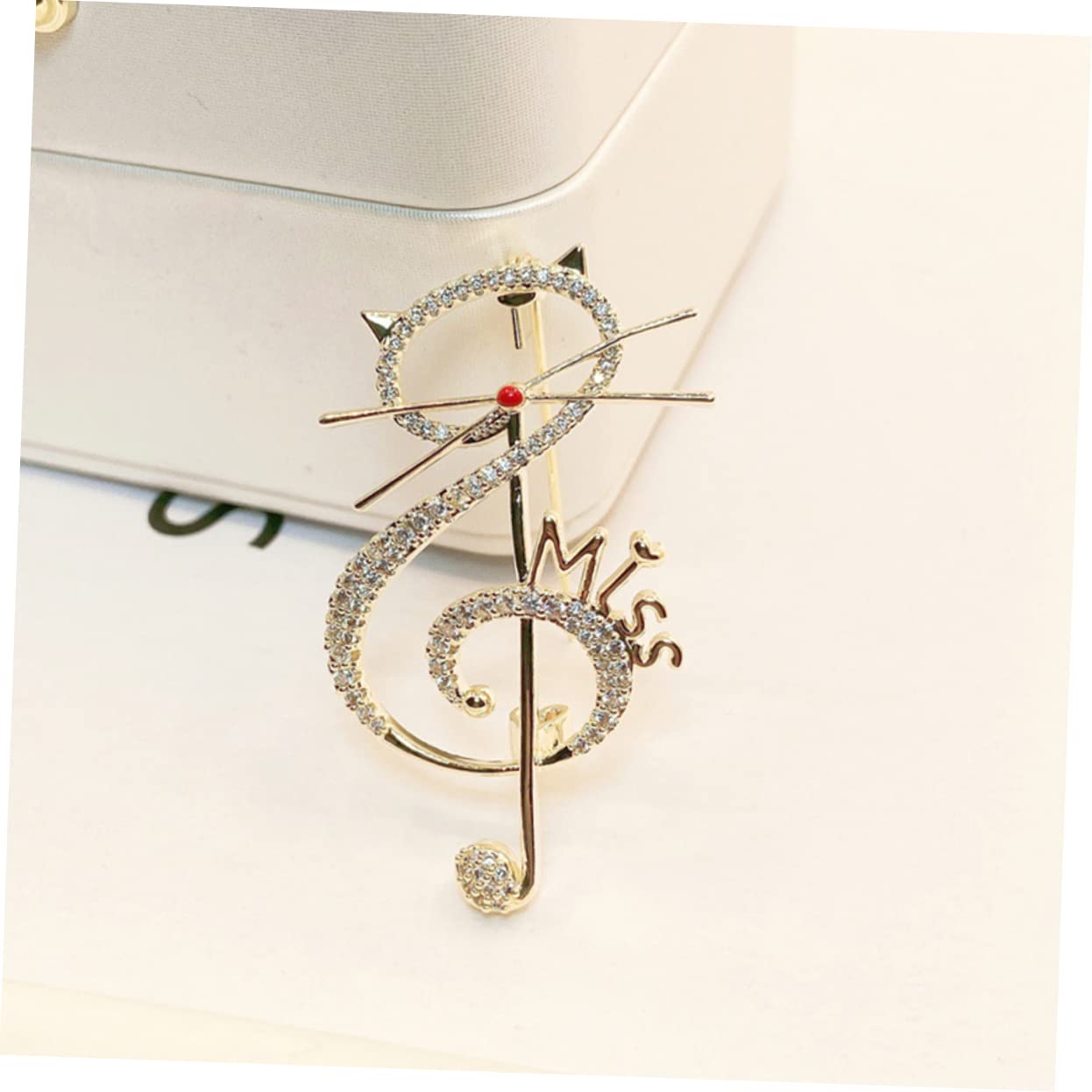 SHERCHPRY Musiknotenbrosche bezaubernde Zirkonbrosche Katzenbrosche Zirkon-Verzierung Kleidung Schal Sicherheitsnadel Stellnadel Broschen für Frauen Tier Brosche Kupfer Golden