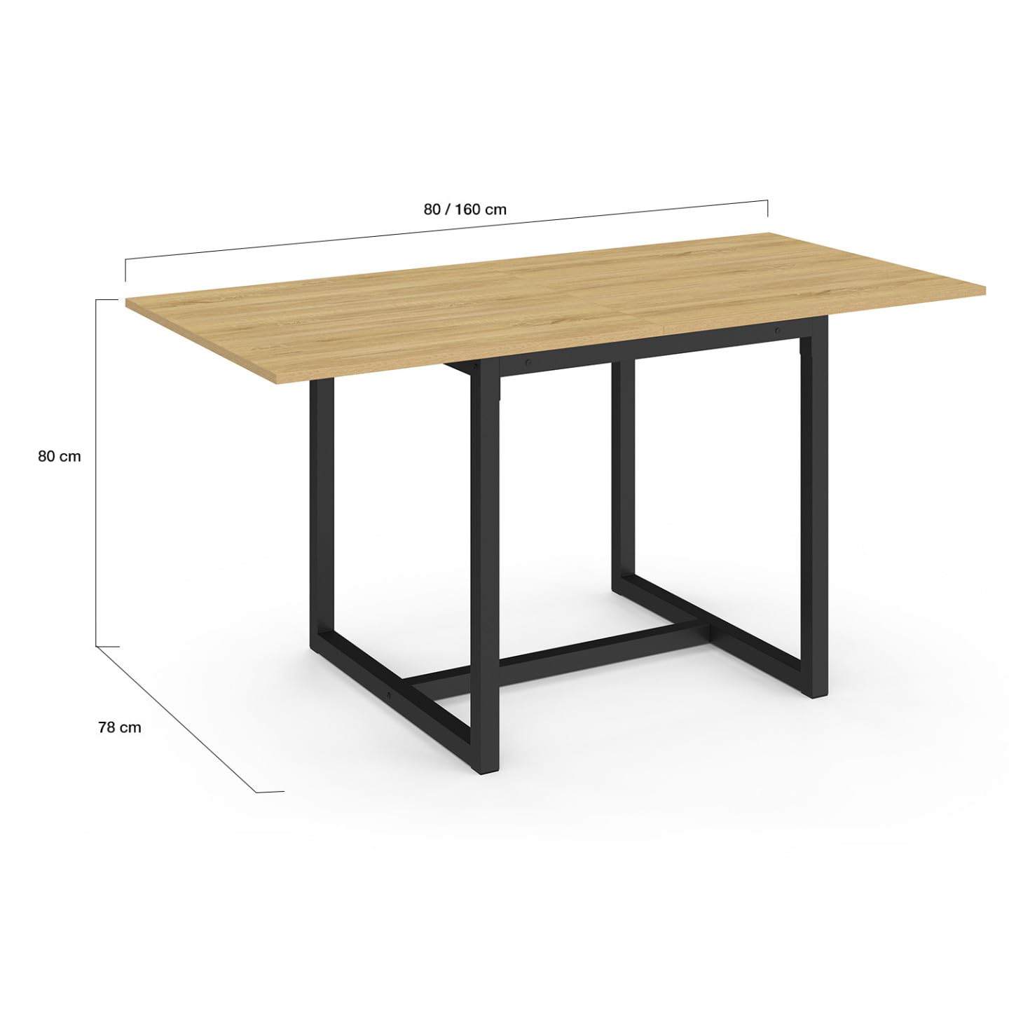 IDMarket - Table à Manger Extensible Rectangle Detroit 80-160 cm
