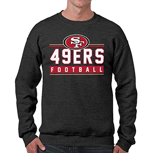 Team Fan Apparel NFL Adult True Fan Crewneck Sweatshirt - Cotton Poly Fleece - Men & Women - Stay Warm & Represent Your Team (San Francisco 49ers - Charcoal, XX-Large)