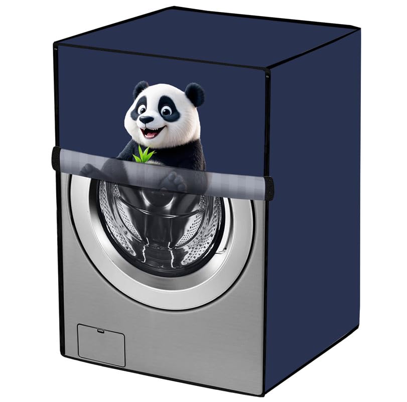 Amodori Front Load Washing Machine Cover Compatible with LG 10 Kg Fully Automatic (FHP1410Z5M) | Waterproof, Dustproof | Blue Panda Bear Design