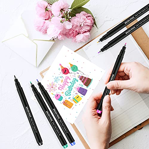 Piochoo Calligraphy Pens,10 Refill Colors Brush Markers Hand Lettering Pens For Beginners, Hand Writing, Drawing, Sketching, Journaling, Illustrations #TOP4