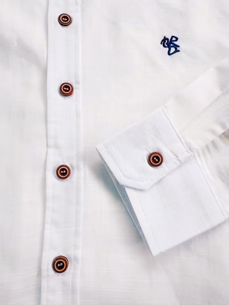 BE ACTIVE Cotone solido da uomo | Colletto alla coreana regolare | Maniche lunghe | Camicia casual vestibilità regolare