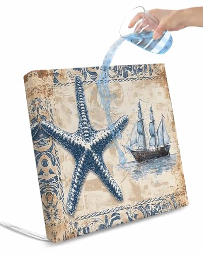 2 Pack Coastal Nautical Waterproof Cushion Covers with Ties, Outdoor Patio Chaise Lounge Chair Seat Cushion Slip Covers Replacement(Only Cover) Summer Vintage Starfish Floral 22