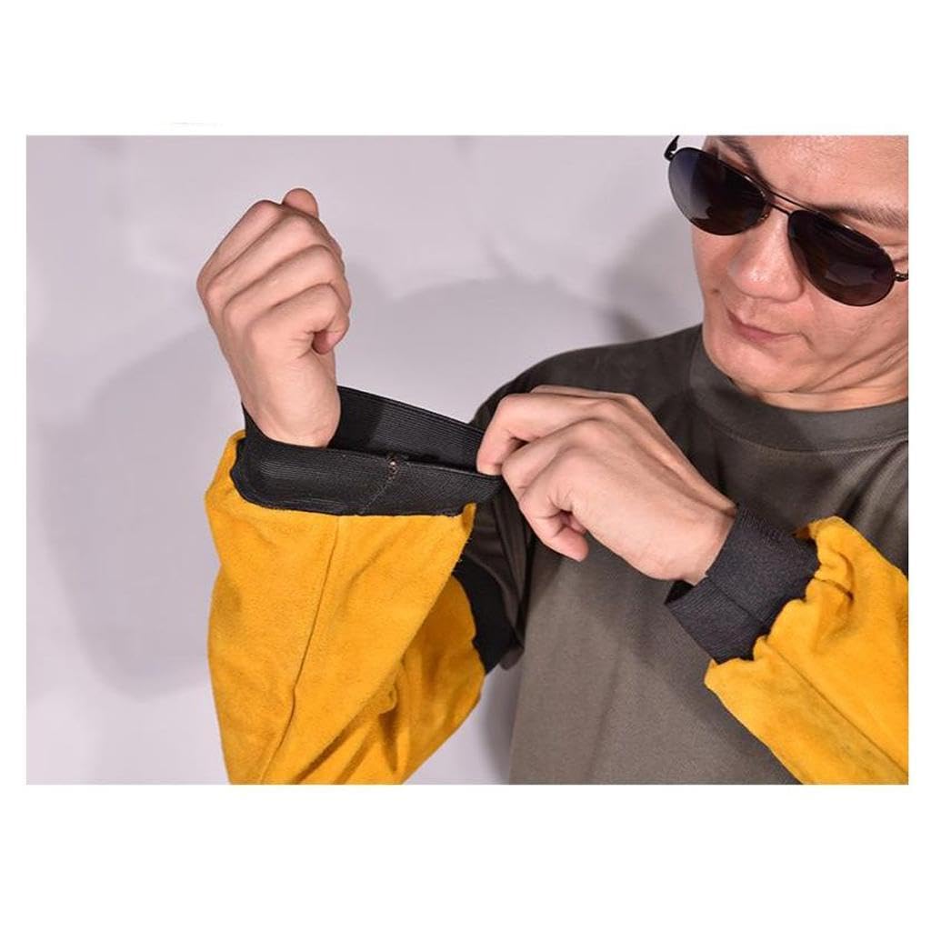 1 Par de Resistentes de material cuero para Soldadura con Elástico, Amarillo a
