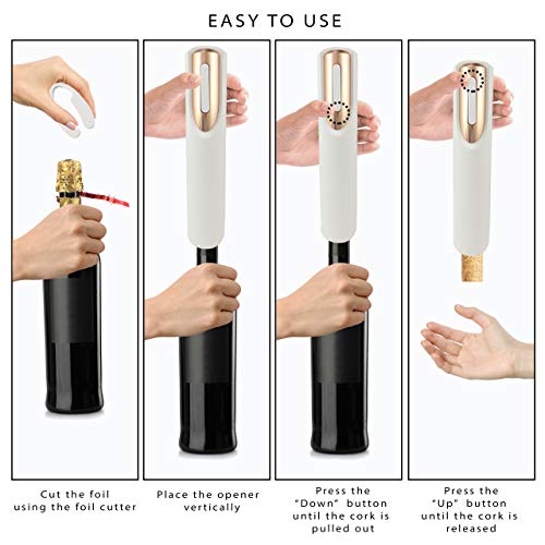 Vin Fresco Electric Wine Opener With Charging Base & Foil Cutter - Automatic Wine Bottle Opener - Electric Corkscrew Wine Opener - Electric Wine Bottle Opener Rechargeable Wine Gift For Wine Lovers #TOP5