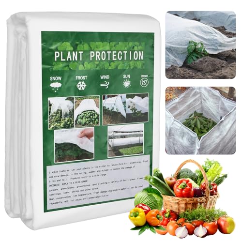 Sylken Gartenvlies Frostschutz Pflanzendecke 35g/m² Vliesstoff Gartenbau Vlies Winterschutz für Pflanzen,Gartenvlies Pflanzenschutz Winter Frost, Atmungsaktiv wasserdurchlässig, (2 * 5M) Weiß