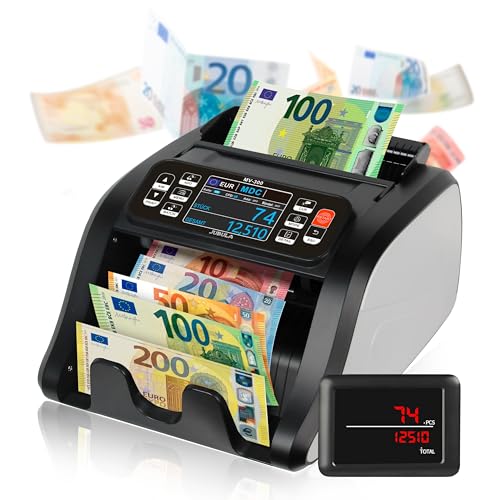 Jubula MV-300 Geldzählmaschine für gemischte Geldscheine | UV/MG/MT/IR/DD usw. | Sicher | Exakt | EUR USD GBP | Banknotenzähler | Geldzähler |...