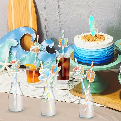 Pitillos de papel para fiesta temática surf 50 piezas miniatura 2