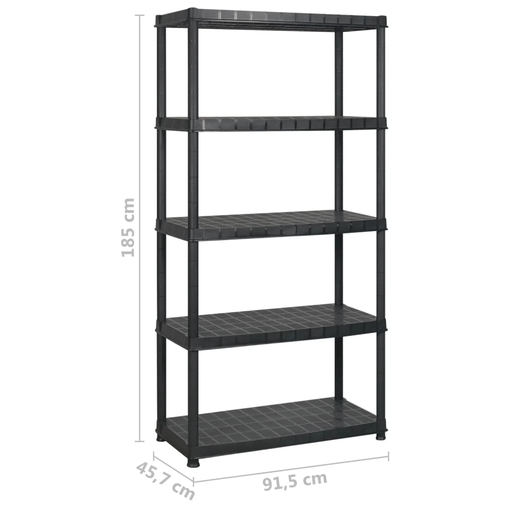 Étagère de Rangement 5 Niveaux Noir 274,5x45,7x185 cm Plastique,Entreprise & Industrie,Stockage Industriel,Étagères industrielles,28.5 kg-3059858