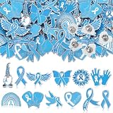 Landical 60 Pcs Prostate Cancer Awareness Pins Light Blue Ribbon Enamel Pins Prostate Cancer Awareness Items Products for Public Charity Event Fundraising Souvenir