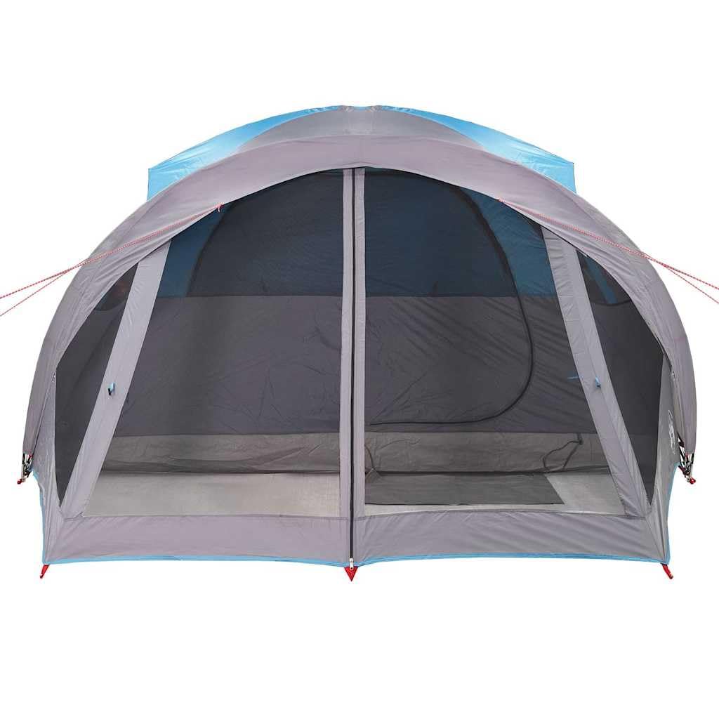 Tunel Family Tent dla 6 osób, wodoodporny, niebieski, 411 x 325 x 180 cm, przenośny schronisko kempingowe z portem elektrycznym, idealny do przygód na świeżym powietrzu i podróży grupowych