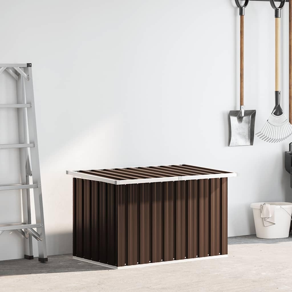Coffre de jardin, marron, 109 x 67 x 65 cm, en acier galvanisé, résistant aux intempéries, pour coussins, couvertures, meubles de jardin, patio extérieur, balcon