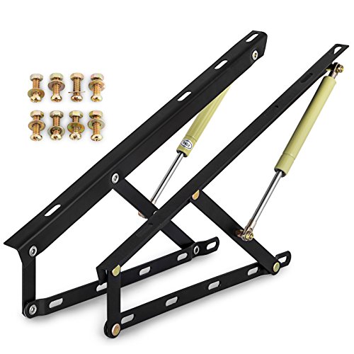 BuoQua Pair 2FT Pneumatic Storage Bed Lift Mechanism Heavy Duty Gas Spring Bed Storage Lift Kit Box Bed Sofa Storage Space Saving DIY Project Lifter Lift up Hardware Black(2FT Black)