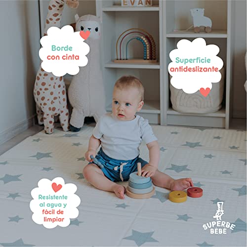 Baby Speelmat 160x180x1cm XXL Omkeerbare Foam Vloermat - Baby Speeltapijt - Zintuiglijke Ontwikkeling Speelkleed Cadeau Schatje (C) - Afbeelding 7