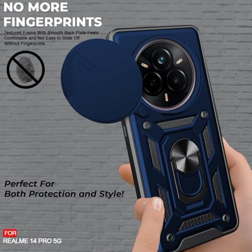 Image of AIBEX Back Cover for Realme Narzo 80 Pro 5G / Realme 14 Pro 5G | D10 Tough Armor Case | Sliding Camera Shield | 360 Protection | Kickstand Ring Holder | Military-Grade Shockproof Bumper Case