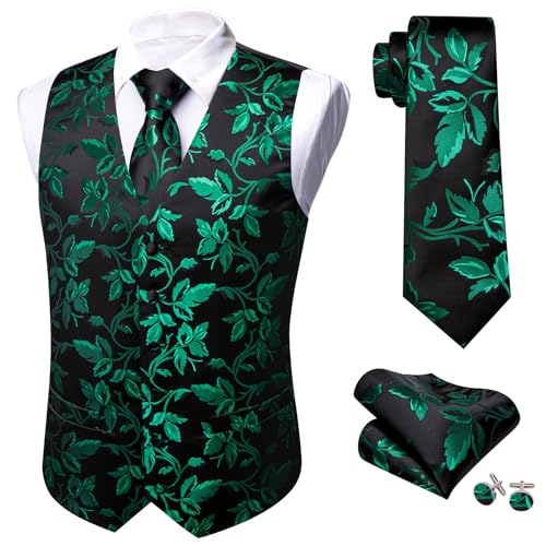 Image of Barry.Wang Formal Men Flower Vest Paisley Jacquard Silk Ties Suit Waistcoat Set Wedding 5PCS