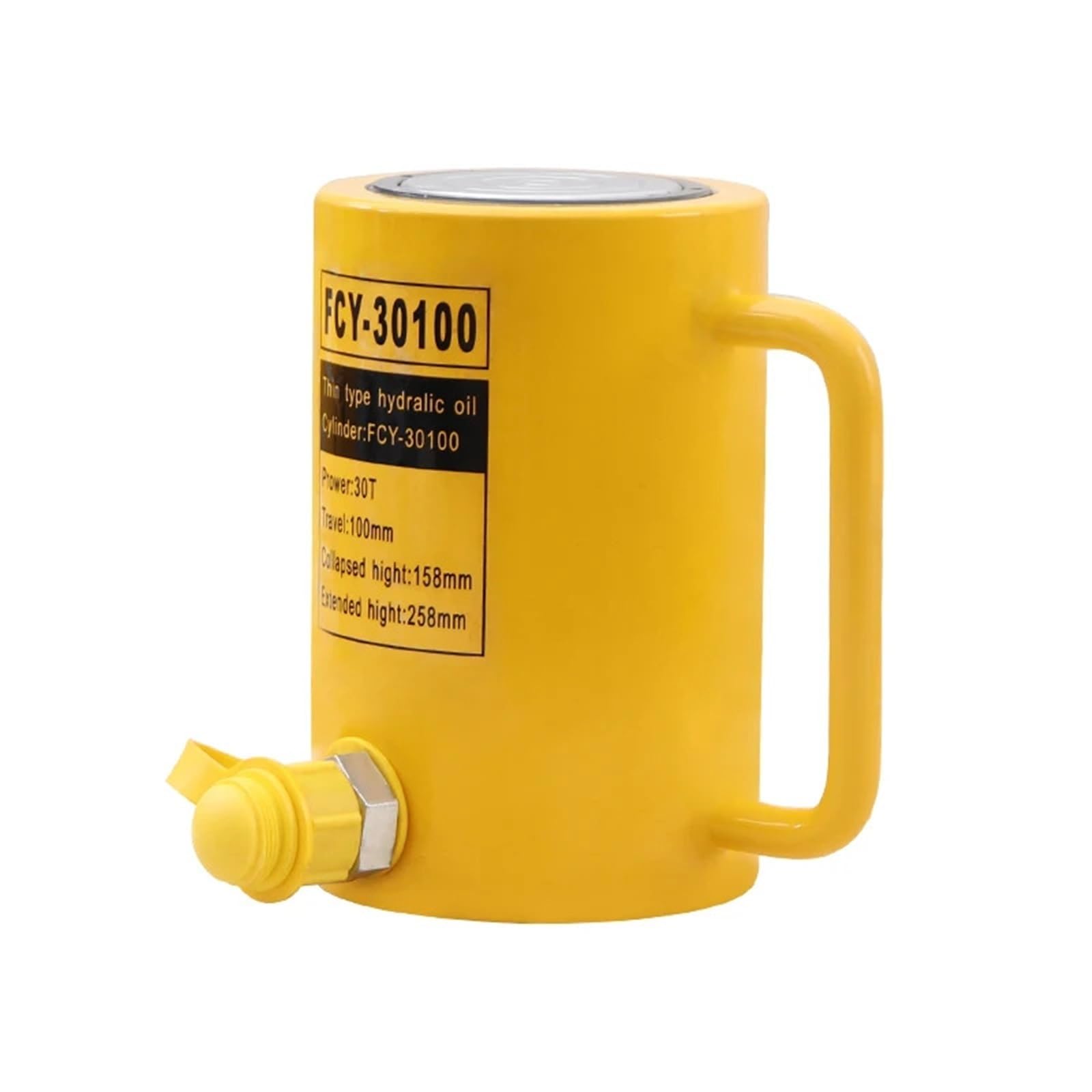 Hydraulic Jack, Long Type Hydraulic Cylinder FCY-30100 Hydraulic Jack with 30T Output, 100mm Piston Stroke
